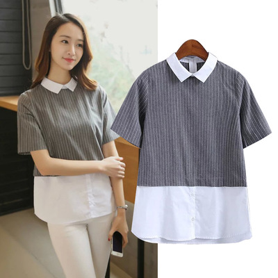 時(shí)尚新風(fēng)尚 ZYRA1692春夏假兩件套頭襯衫引領(lǐng)女裝批發(fā)潮流